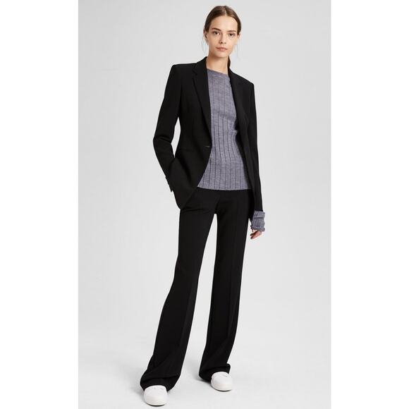 Theory Crepe Power Jacket Black Blazer Size 8 Professional Career Office - Picture 4 of 11